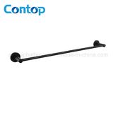 Round Design Solid Brass Matte Black Single Towel Bar