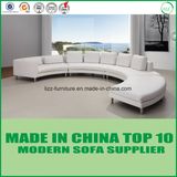 Leisure Living Room Furniture Set Modular Leather Wooden Round Sofa