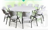 Outdoor Garden Furniture White Plastic Resin Round Folding Wedding Table