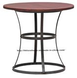 Modern Industrial Round Metal Dining Restaurant Vintage Wooden Table