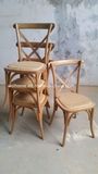 French Style Stackable Oak Wood Cross Back Chair