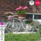 Hot Sale Antique White Rustic 3 Pots Bicycle Planter Stand Pl08-5067
