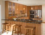 Wood Lacquer Kitchen Cabinet with Bar Counter