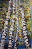 Handmade Canvas Painting Aspen Tree Wall Art for Home Decor