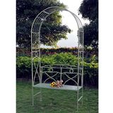 Metal Garden Arch Bench Antique Blue Color