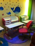 Tiltable Wooden Study Table Designs Children Table with Book Cabinet