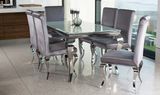 Modern Home Dinining Furniture Louis Clear Glass Dining Table Set with Louis Silver Chair