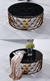 2017 Unique Splice Golden Stainless Steel Marble Coffee Table