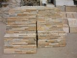 SL-014f Yellow Wood Beige Slate Ledge Culture Stone Wall Tile