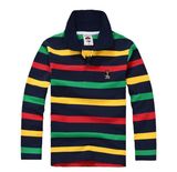 Hot Sell Soft Striped Design Boys Long Sleeve Polo Shirts 50 Colors Available