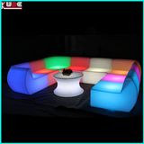 Outdoor Glowing LED Plastic Sectional Sofa Set Illuminated Club Furniture Chair and Table