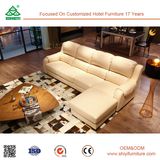 Shape Wood Frame Leather Sofa with Adjust Backrest