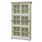 Glass White Bookcase Finish Home Funriture Cabinet (Wash-13)
