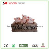 Polyreisn Lovely Wildlike Pig Figurine with Welcome Sign for Garden Ornaments
