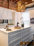 Closet Island with Brass Hardware Under Worlds Away Leona Pendant (BY-W-31)