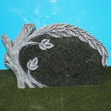 Black Diamond Granite Monument with Carved Tree