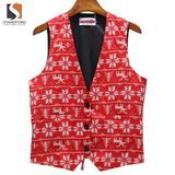 Loom-State Printing Christmas Men's Woven Red Vest with Lining