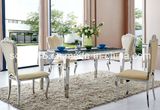 Modern Dining Room Furntiure / Glass Stainless Steel Rectangle Dining Table