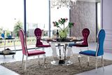 2016 Modern Round Glass Steel Base Dining Table with Chairs (tes)