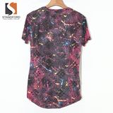 Hot Sale Branded Fashion Streetwear Men's High Quality Rayon Longline Round Hemline T-Shirt for Amazon