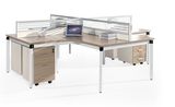 L-Shape 4 People Metal Frame Workstation Office Desk with Screen