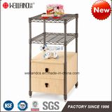 Home Black Square Small DIY Steel-Wooden Furniture with Wood Cabinet Bottom