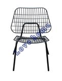 Modern Metal Wire Leisure Outdoor Stackable Steel Deck Side Chair