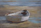 Wholesale Handmade Small White Boat Oil Paintings for Wall Decor