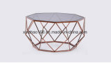 Modern Stainless Steel Golden Glass Coffee Table