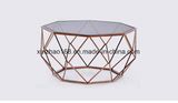 Modern Stainless Steel Golden Glass Coffee Table