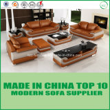 Contemporary Office Genuine Leather Sofa with Wooden Frame