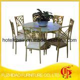 Manufacturer Stainless Steel with Temper Glass Top Dining Table