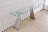 201 Stainless Steel with 12mm Clear Glass Top Console Table