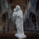 Religious Statue Sculpture, Marble Statue of St Mary with Baby Jesus