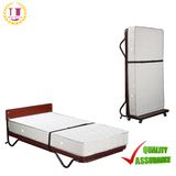 Metal Upright Rollaway Bed with Spring Mattress