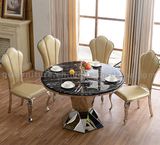 Modern Dining Table with Marble Top Steel Leg