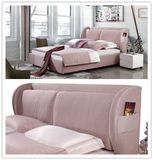 Foshan China Furniture Factory Double Bed Designs Fabric Soft Bed
