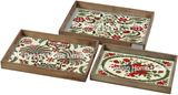 S/3 Rectangular Custom Print Cake Wooden Serving Tray W/Handle