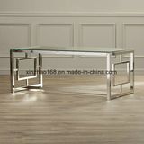Most Popular Modern Tempered Glass Stainless Steel Legs Coffee Table