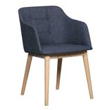 Solid Wood Legs Fabric Buttoned Back Dining Chair (W13871-2B)