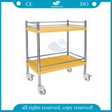 AG-Ss053c with Two Yellow Layers ISO&Ce Hospital 2-Tier Stainless Steel Trolley