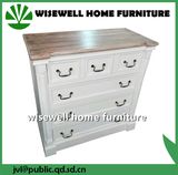 Antique Wooden Drawer Chest in MDF Cream Color