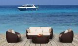 4 Pieces Sofa Desk Set Rattan Furniture with Cushion