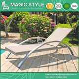 Rattan Sun Bed with Teak Arm Patio Sunlounger with Teak (Magic Style)