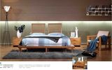 Carbonized Vertical Bamboo Bed and Night Table