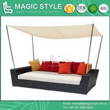 Day Bed Sunbed Deck Chair Chaise Lounge Wicker Double-Sofa 2-Seat Sofa Rattan Furniture (MAGIC STYLE)