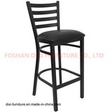 Bar Furniture Black Ladder Back Metal Restaurant Barstool with Black Vinyl Seat