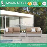 Rattan Weaving Sofa Set with Cushion Outdoor Wicker 2-Seat Sofa Garden Wicker Coffee Table Patio Rattan Side Table Wicker Weaving Sofa with Sunproof Fabric