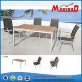 Aluminum Sling +Teak Garden Dining Set with Stackable Chair