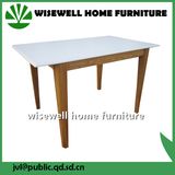 Solid White Top Oak Table Rectangle Wooden Table